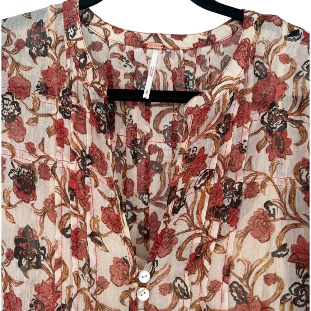 Free People See It Through Long Sleeve Floral Maxi Dress Size Small Bohemian - Picture 7 of 16